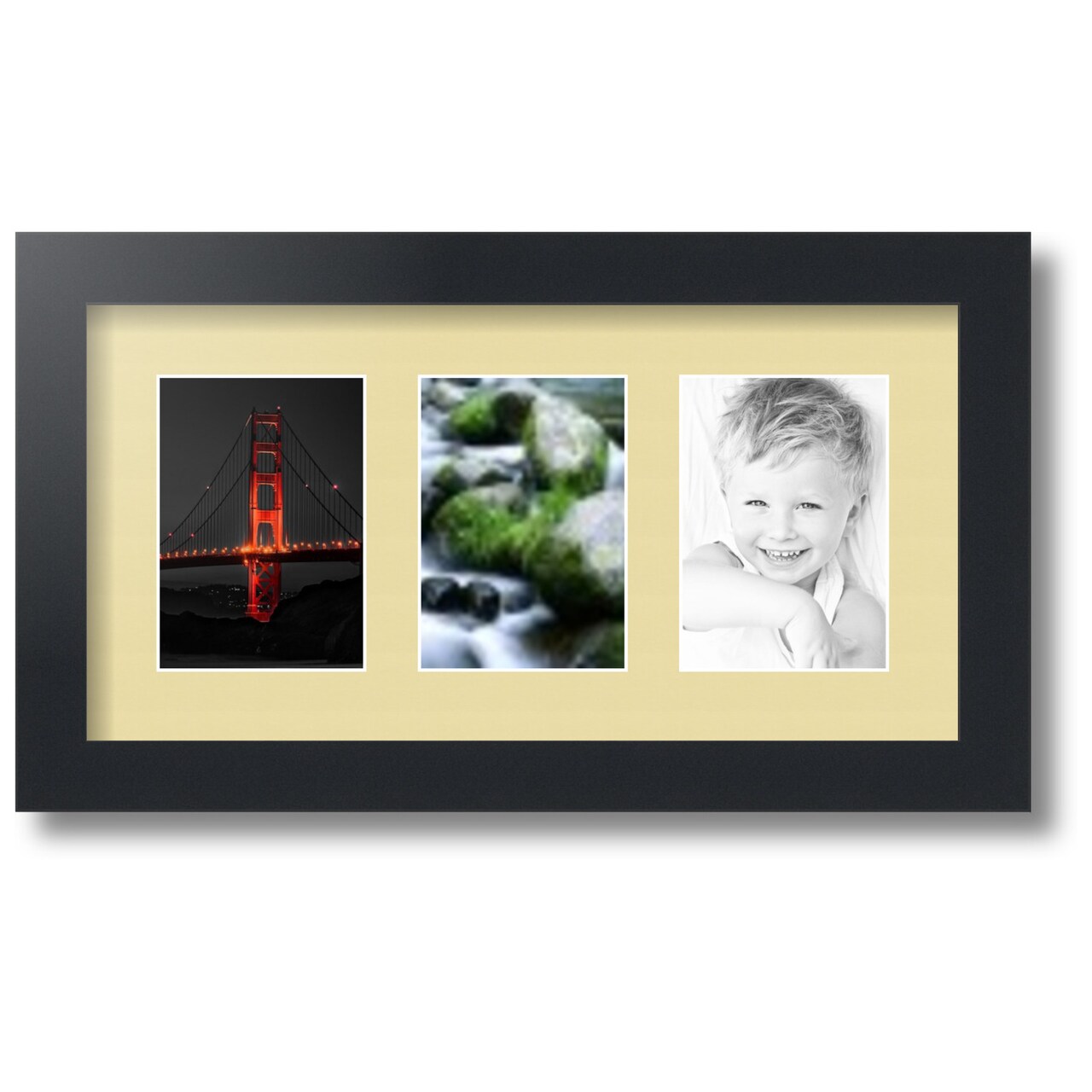 ArtToFrames Collage Photo Picture Frame with 3 - 3.5x5 inch Openings, Framed in Black with Over 62 Mat Color Options and Regular Glass (CSM-3926-29)